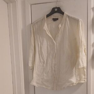 Lane Bryant Women's V- Neck Button Down Shirt 18/ 20 Cream